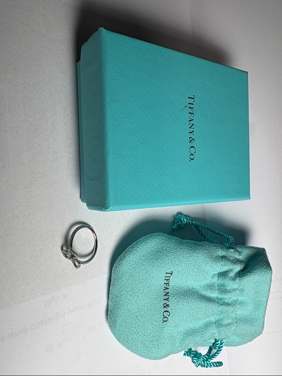 Tiffany & Co. Jewelry - Tiffany & Co. Turquoise Box, Pouch ,Platinum Tiffany Paper Flowers Diamond Ring